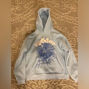 Sp5der/spider web hoodie sky blue